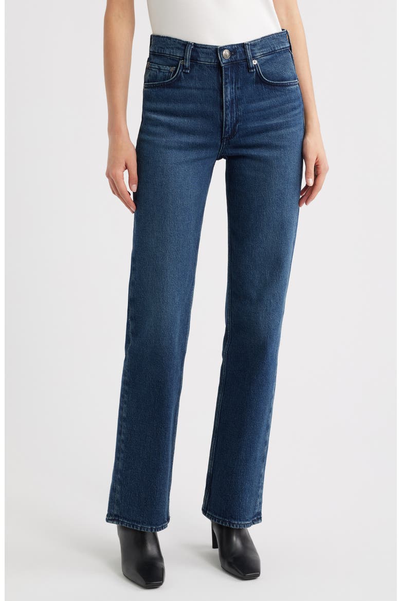 Harlow Mid Rise Straight Leg Jeans, Main, color, TEO