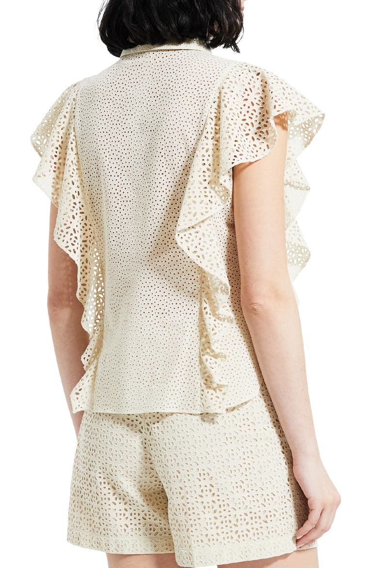 Nova Flutter Sleeve Eyelet Cotton Blouse, Alternate, color, ECRU