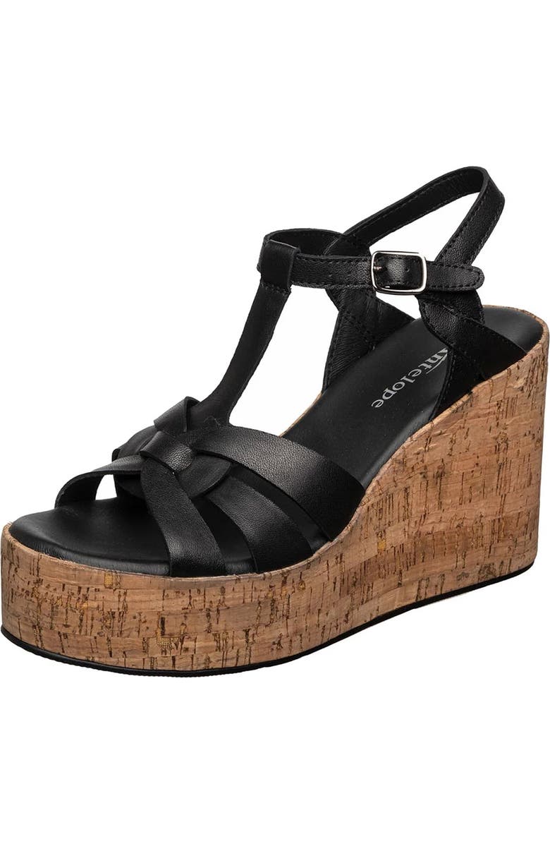 ANTELOPE Abana T-Strap Platform Wedge Sandal, Main, color, Black