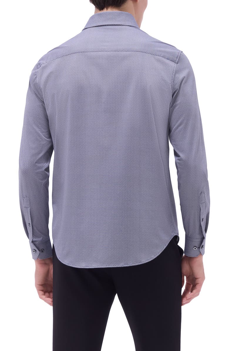 Bugatchi Devon OoohCotton<sup>®</sup> Geo Print Button-Up Shirt, Alternate, color, Black/Blue