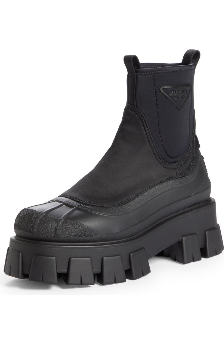 Prada Logo Monolith Duck Boot, Main, color,