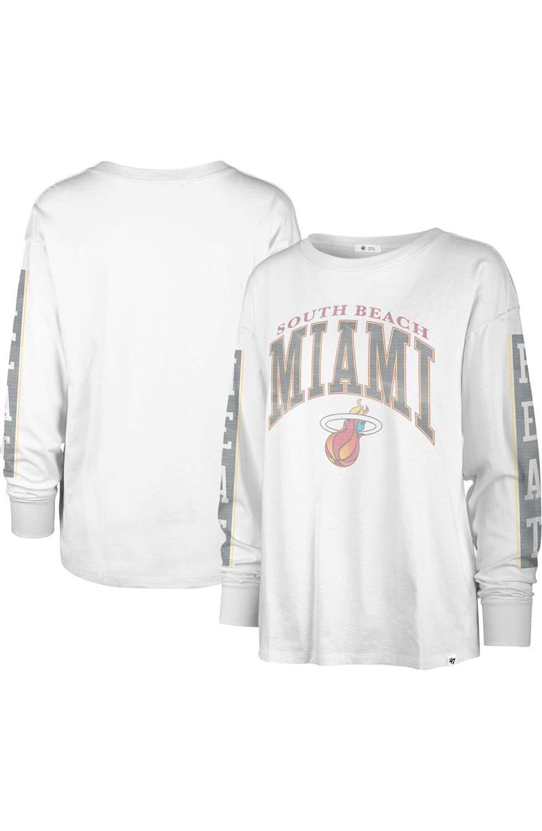 '47 Women's '47 White Miami Heat City Edition SOA Long Sleeve T-Shirt, Main, color, 