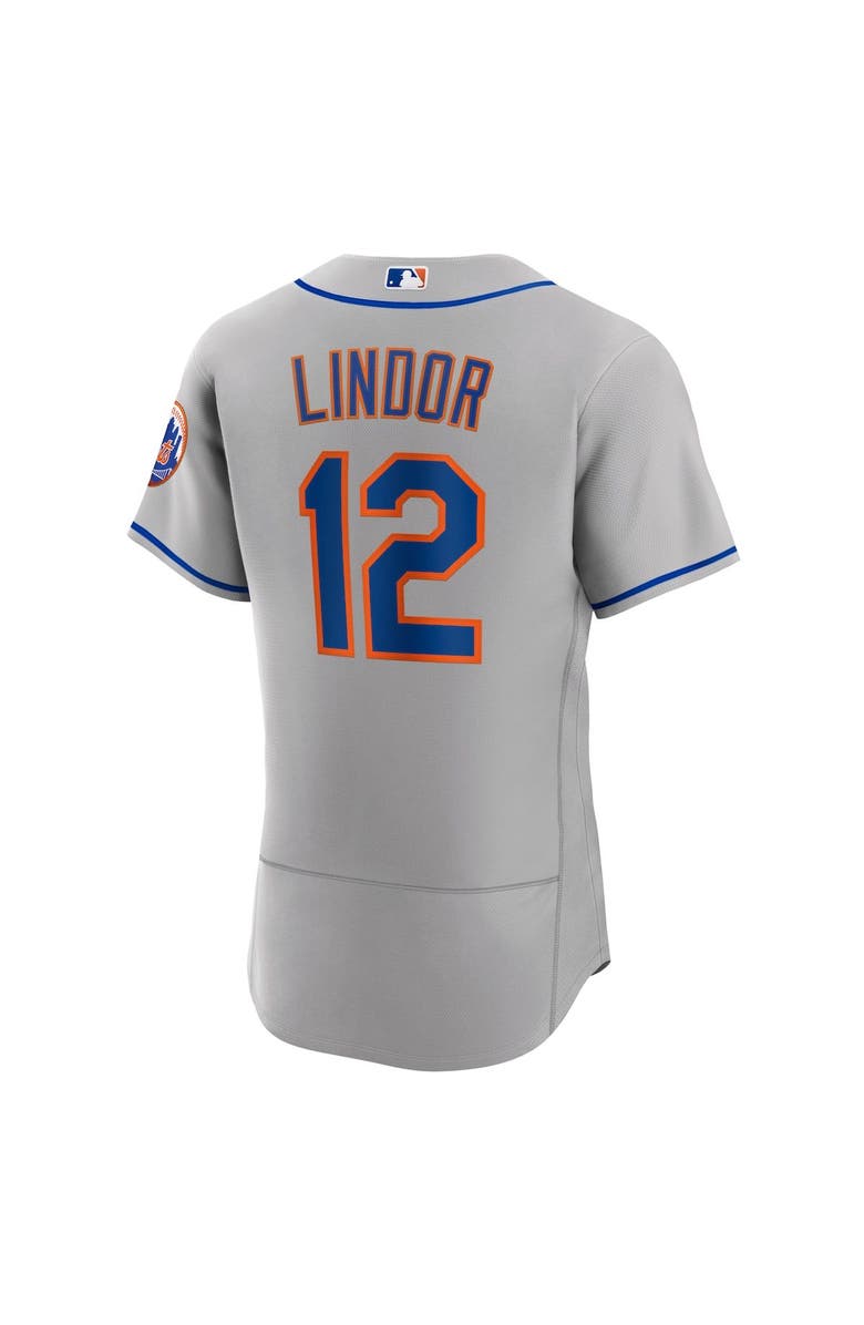 Nike Men's Nike Francisco Lindor Gray New York Mets Road Authentic Player Jersey, Alternate, color, Gray