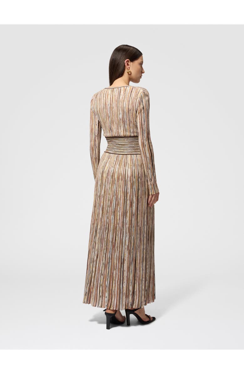 Missoni Long Ribbed Viscose-blend Dress With Sequins, Alternate, color, Green& Brown