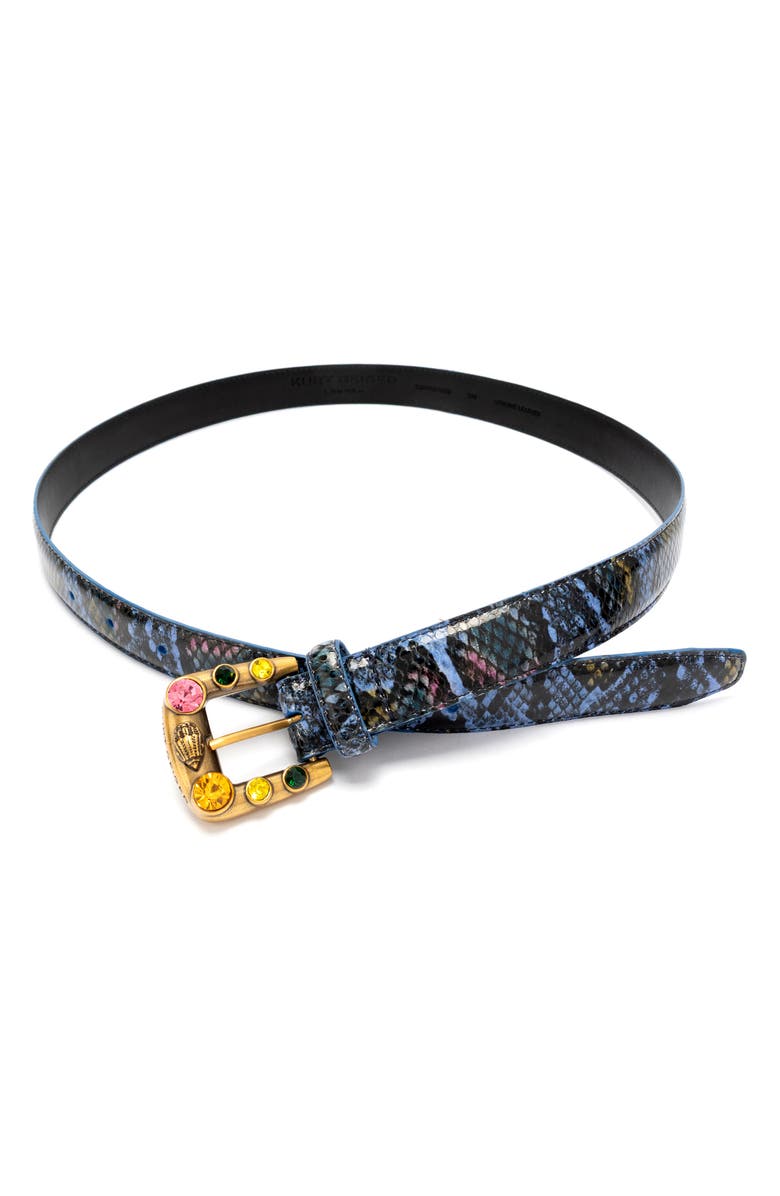 Kurt Geiger London Maddox Snakeskin-Print Belt, Alternate, color, 