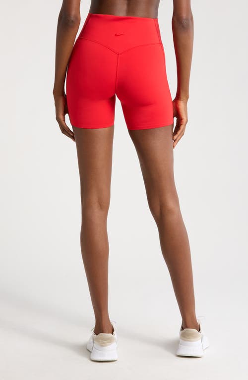 Nike Universa Dri-fit High Waist Pocket Bike Shorts In University Red