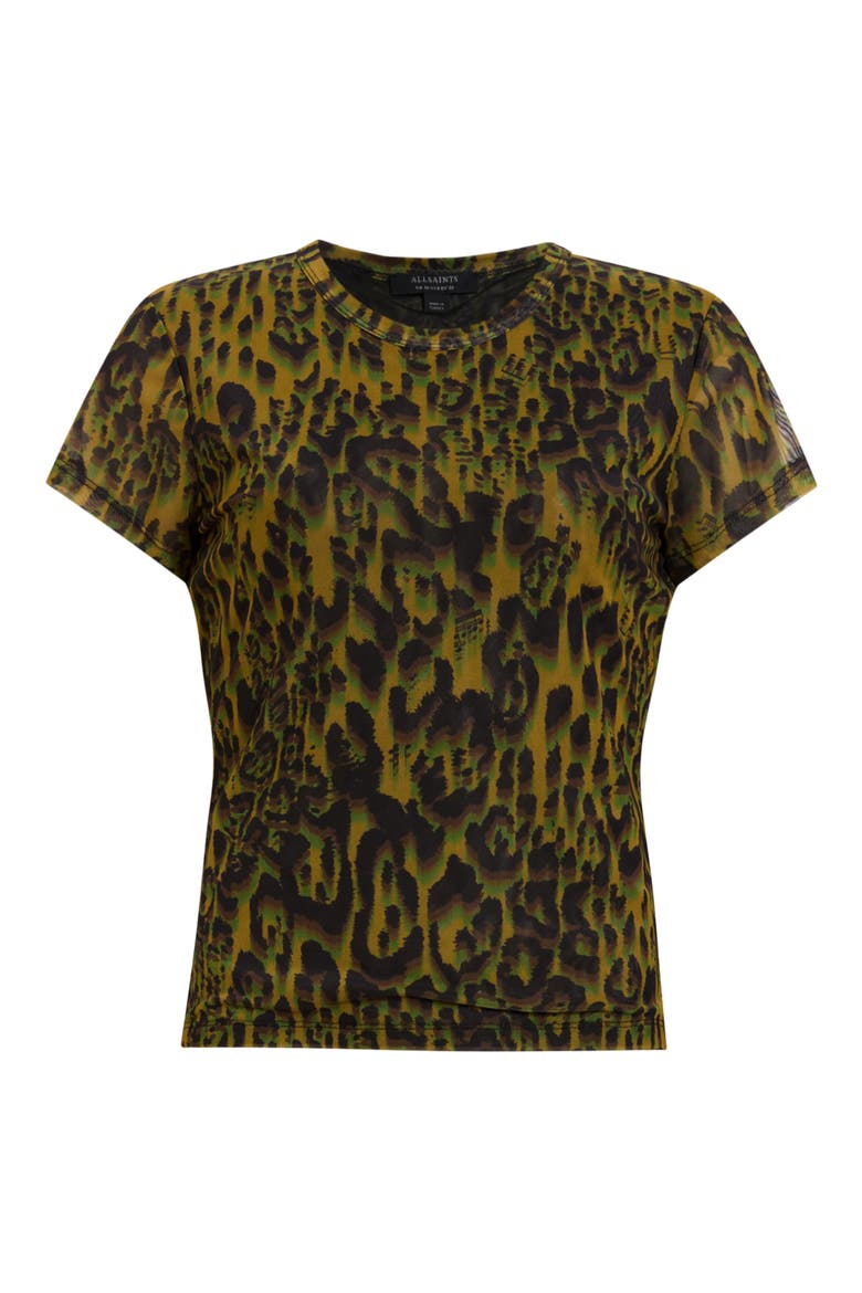 Ellie Leopard Mesh T-Shirt, Alternate, color, TERESA KHAKI GREEN