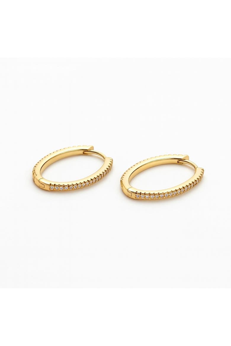 The Verona Pavé Oval Huggies, Main, color, Gold