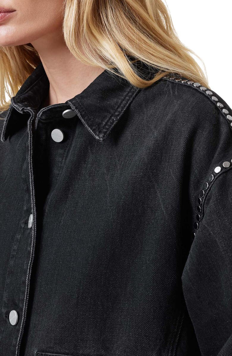AllSaints Hettie Studded Raw Hem Denim Shacket, Alternate, color,