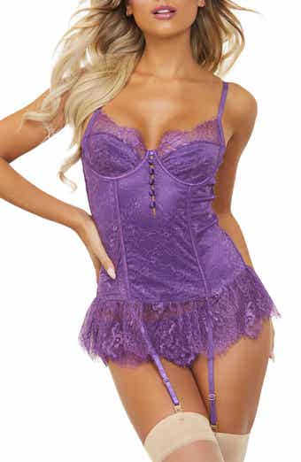 Seven ‘til Midnight Lace Skirted Basque & Thong Set