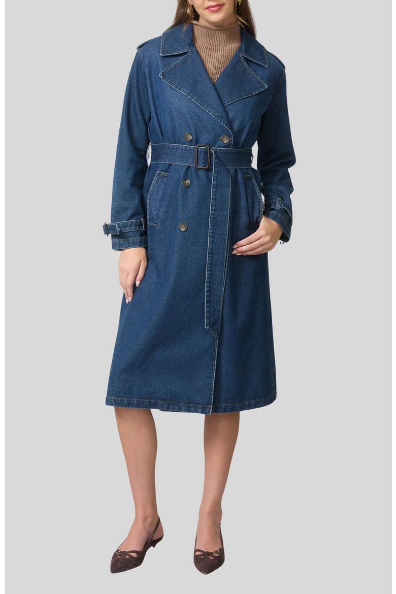 Double Breasted Denim Coat, Main, color, DENIM