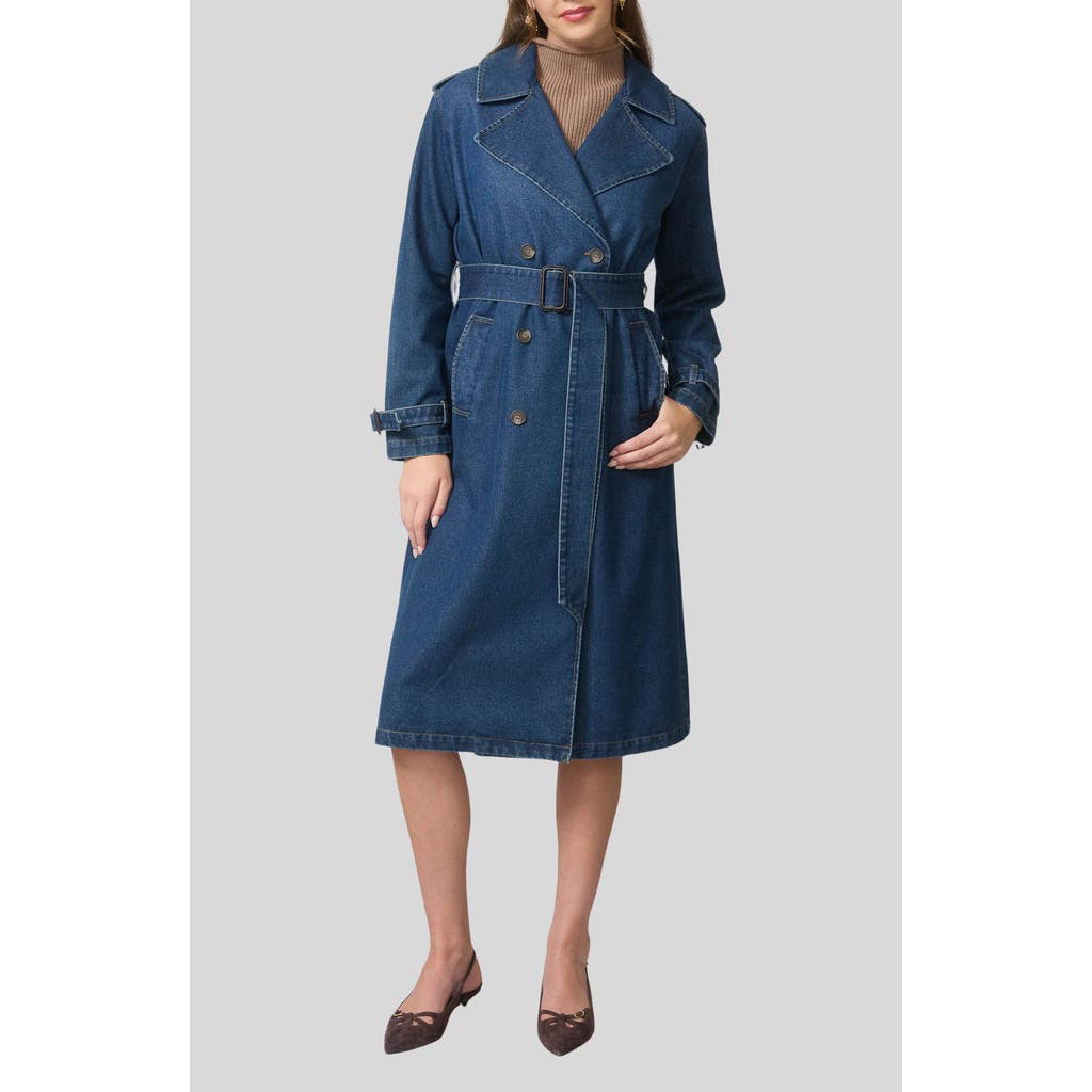 Blu Pepper Double Breasted Denim Coat In Blue