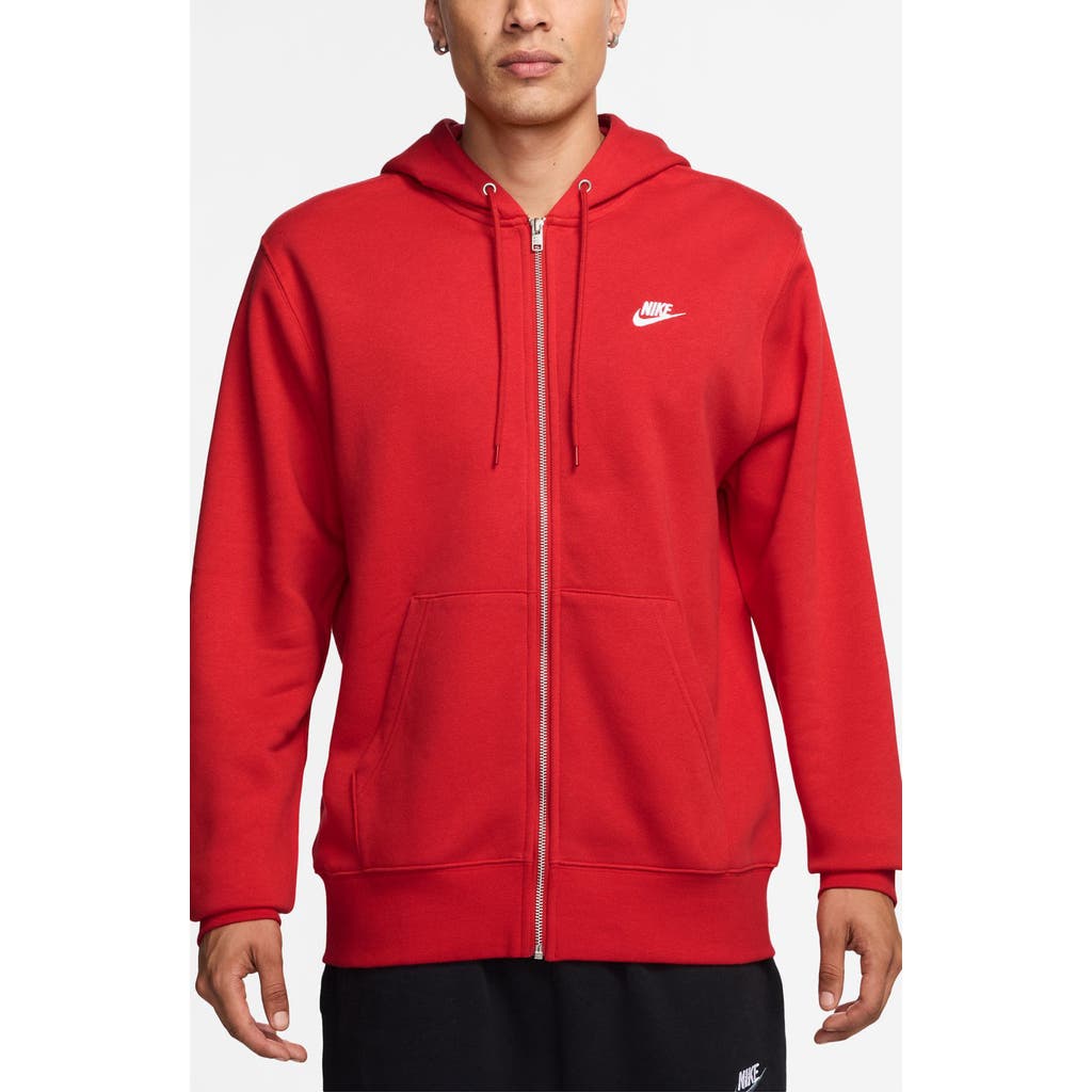 Nike Club Fleece Zip Hoodie In Red