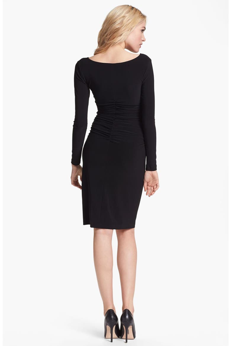 Shirred Long Sleeve Dress, Alternate, color, BLACK