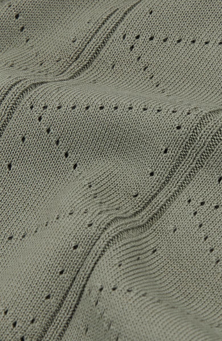 Reiss Tay Pointelle Short Sleeve Zip-Up Cardigan, Alternate, color, Sage