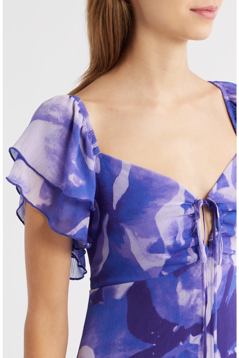Floral Flutter Sleeve Maxi Sundress, Alternate, color, PURPLE