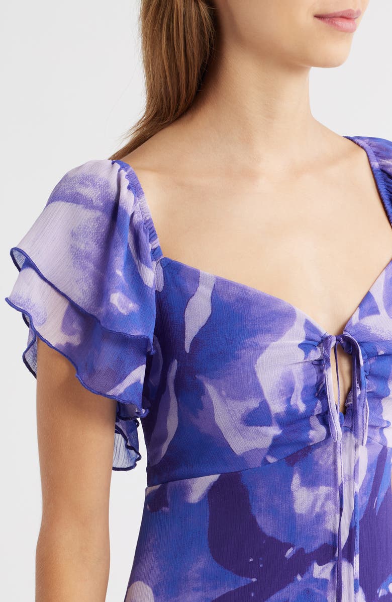 Friends Like These Floral Flutter Sleeve Maxi Sundress, Alternate, color, Purple