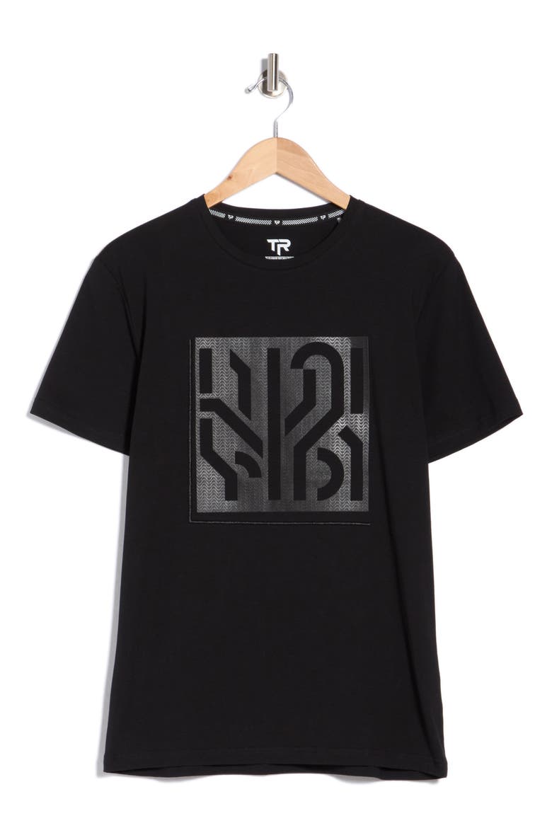 3D Geometric Line Graphic T-Shirt, Main, color, BLACK