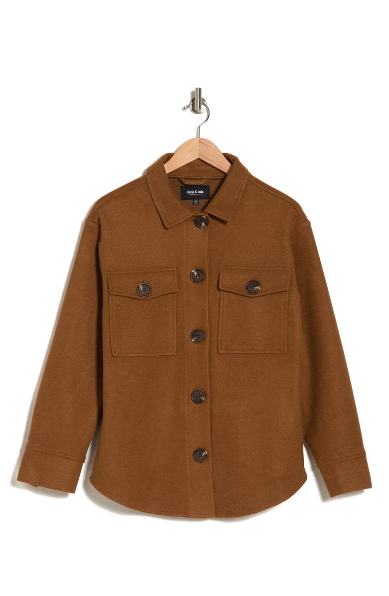 Ookie & Lala Faux Wool Shacket, Alternate, color, Nutmeg