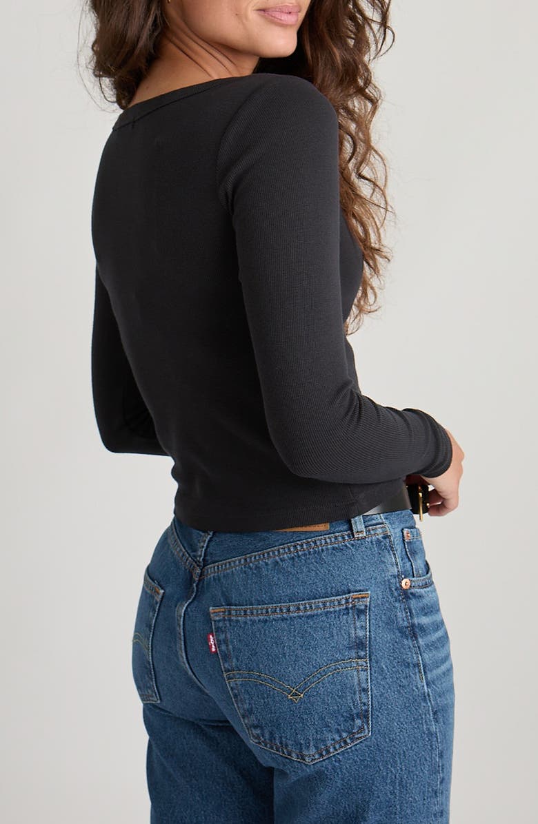 Marine Layer Lexi Sun-In Long Sleeve Rib T-Shirt, Alternate, color, Fadedblack