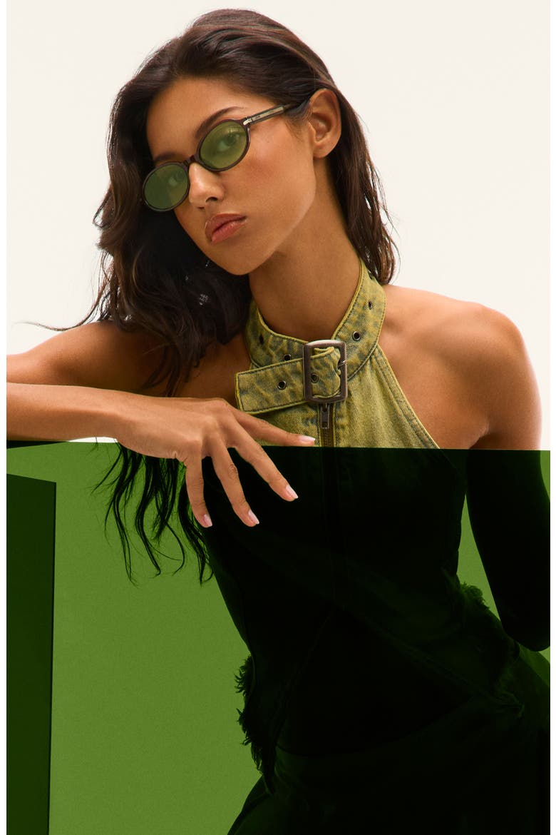 Nevermind 54mm Round Sunglasses, Alternate, color, DARK BROWN/ PISTACHIO