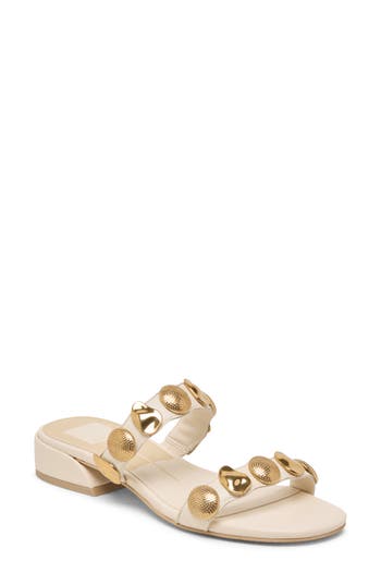 Dolce Vita Farrow Sandals Creme Leather In White