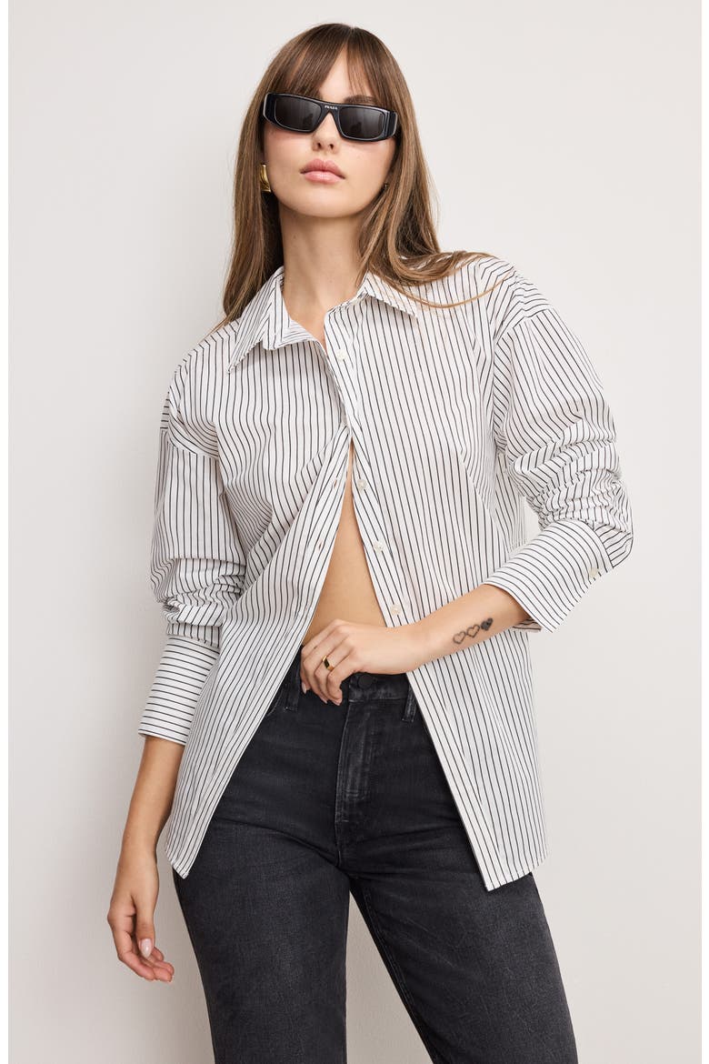 Stripe Stretch Cotton Poplin Button-Up Shirt, Alternate, color, BCW PINSTRIPE001