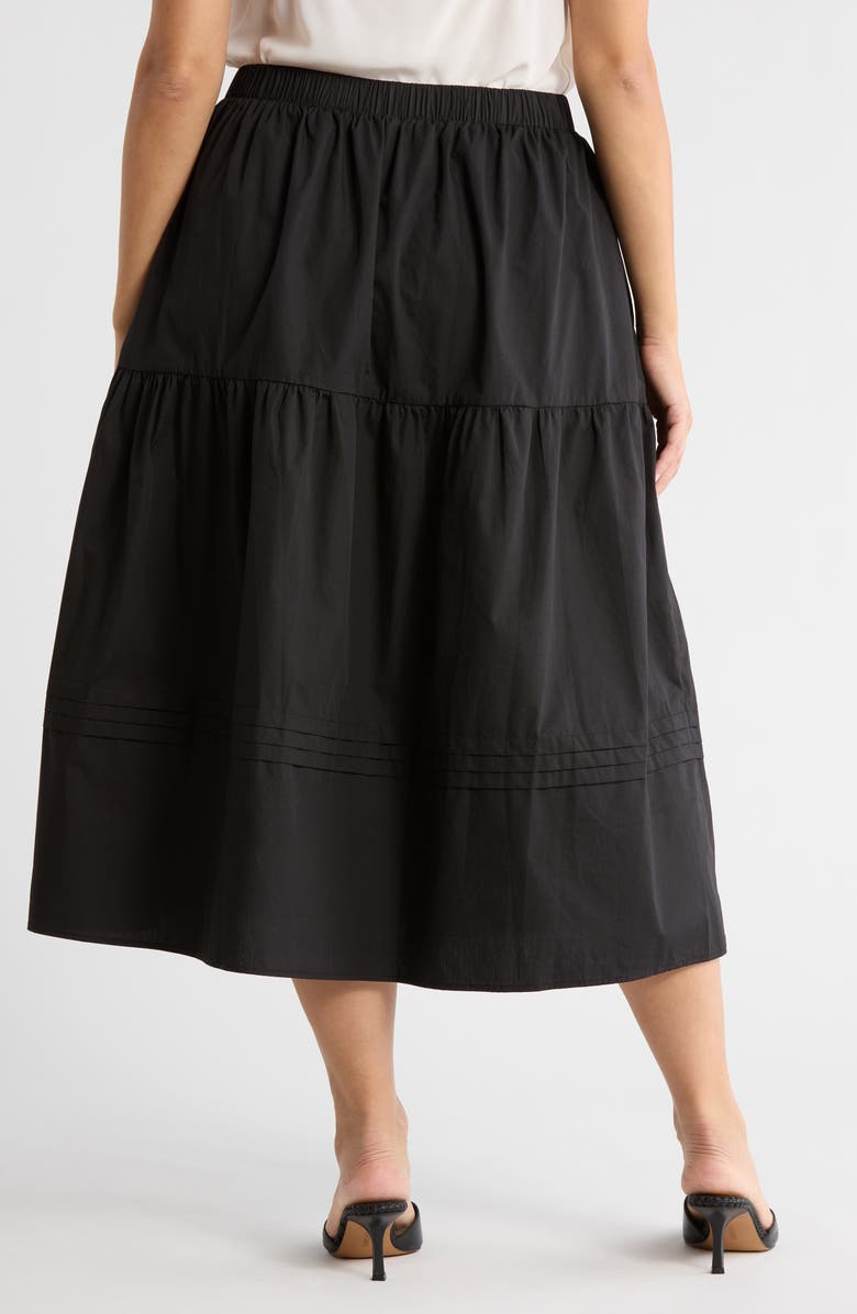 SUGARLIPS Floral Tiered Cotton Maxi Skirt, Alternate, color, Black