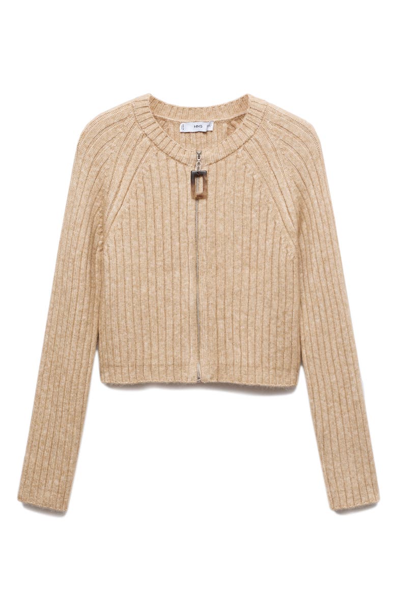 MANGO Rib Zip-Up Cardigan, Alternate, color, 