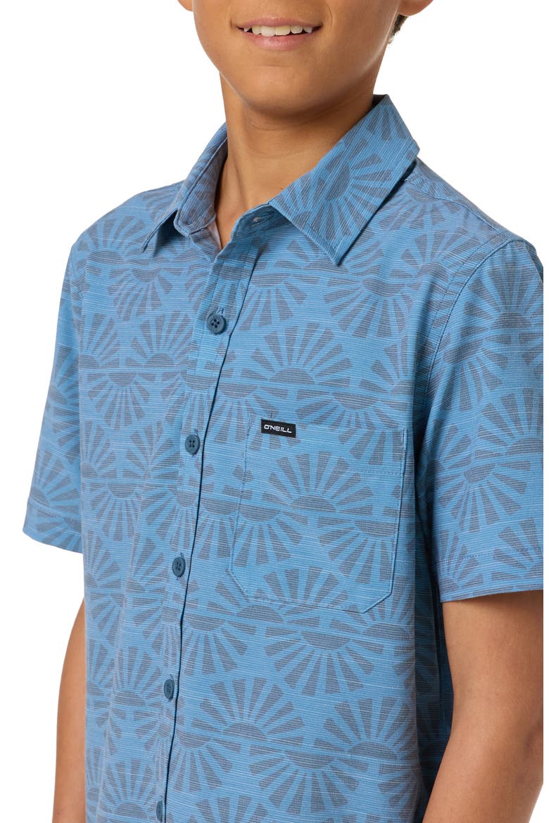 Kids' UPF Slub Standard Woven Short Sleeve Button-Up Shirt, Alternate, color, CAPTAINS BLUE