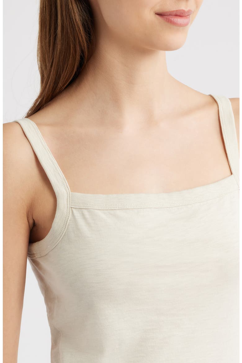 The Slub Cotton Square Neck Tank, Alternate, color, OATMEAL