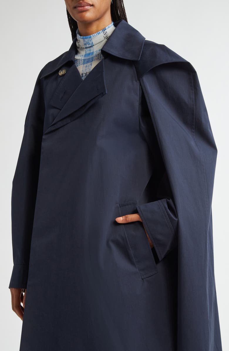 JW Anderson Asymmetric Cotton Twill Cape Trench Coat, Alternate, color,
