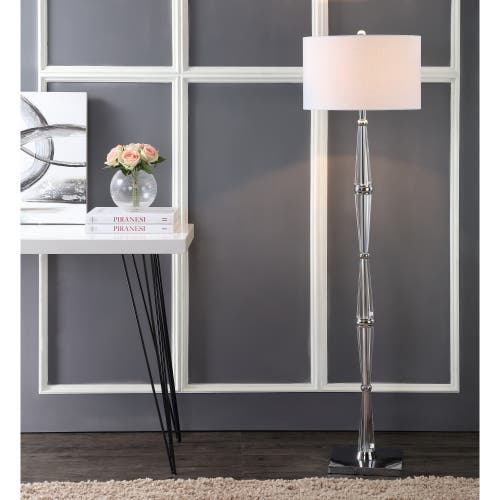 Jonathan Y Francine 60" Crystal Led Floor Lamp, Chrome/clear