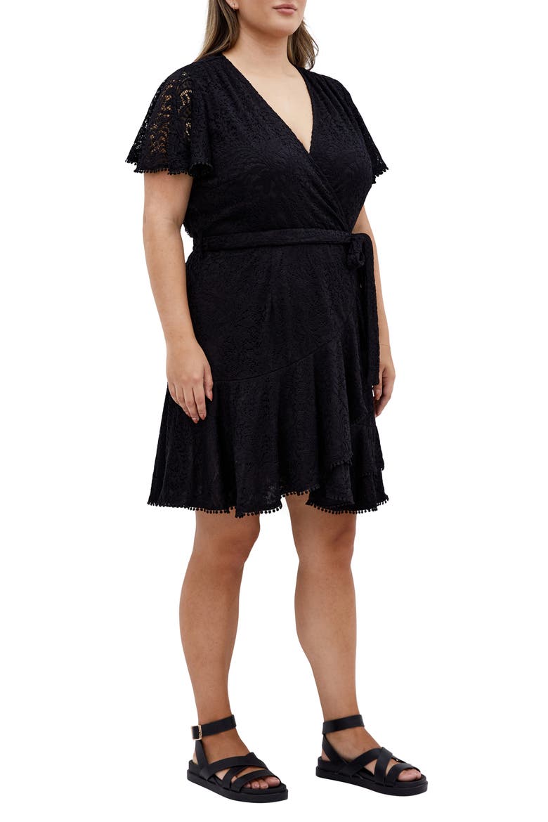 Sweat Lace Wrap Dress, Alternate, color, BLACK