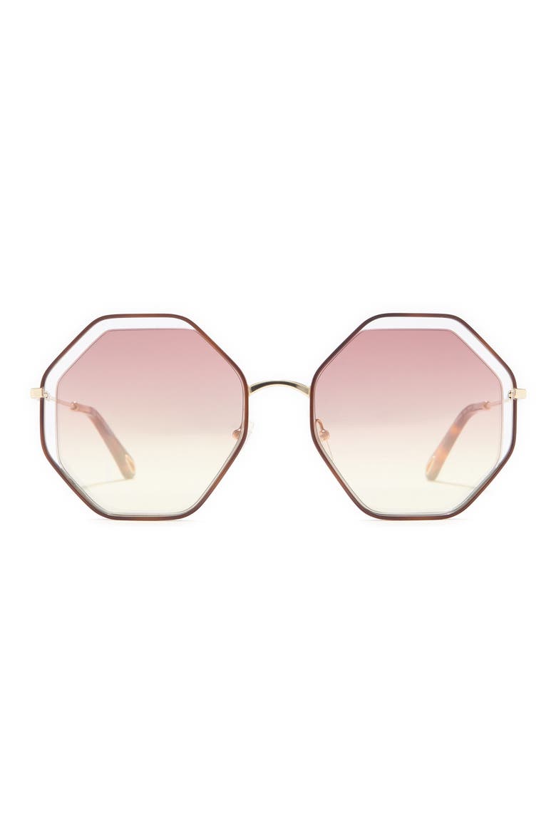 58mm Geometric Sunglasses, Main, color, HAVANA/BRONZE