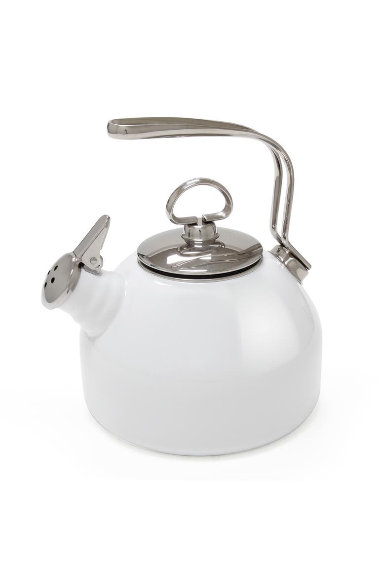 Classic Enamel-on-Steel Teakettle, 1.8 quart, Main, color, White