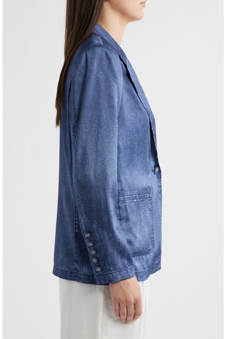 Veronica Denim Effect Satin Jacket, Alternate, color, DARK INDIGO