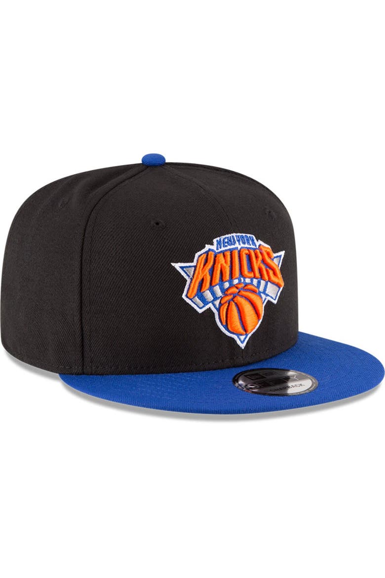 Men's New Era Black/Blue New York Knicks 2-Tone 9FIFTY Adjustable Snapback Hat, Alternate, color, Black