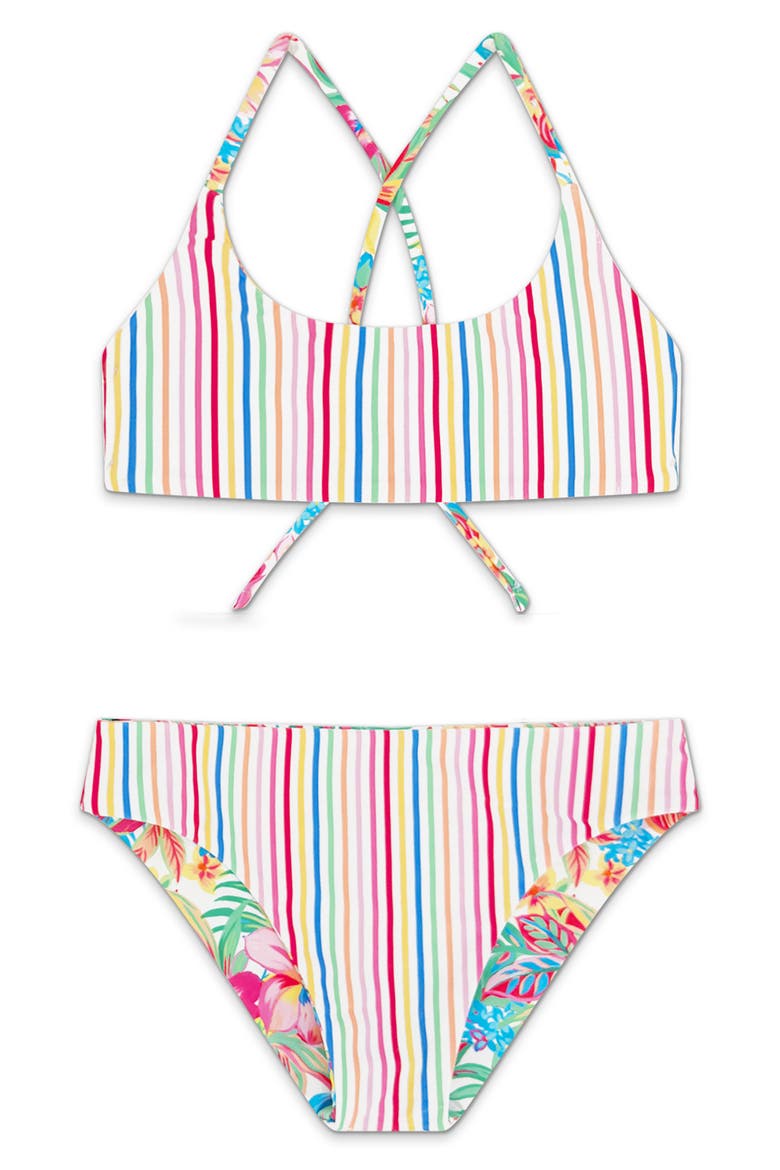 Kids' Waverly Reversible UPF 50+ Two-Piece Swimsuit, Alternate, color, PINK MULTI