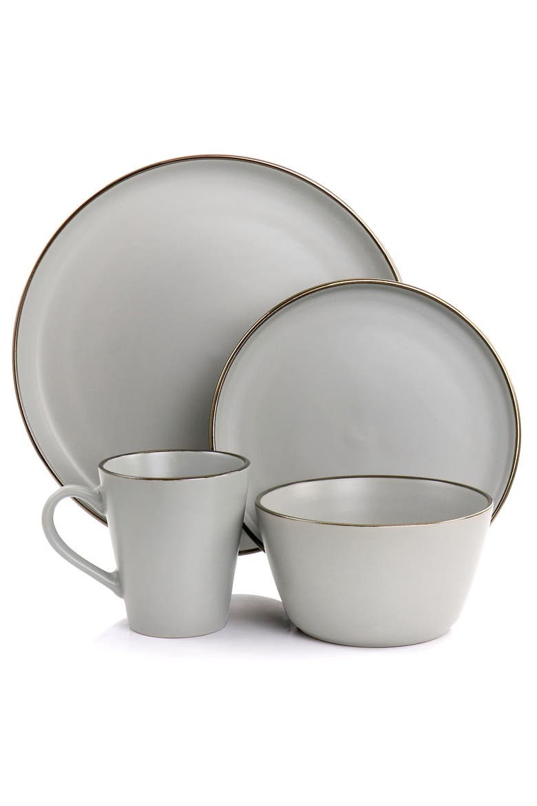 Louis 16 Piece Stoneware Dinnerware Set, Alternate, color, Grey
