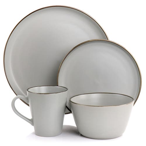 Elama Louis 16 Piece Stoneware Dinnerware Set In White