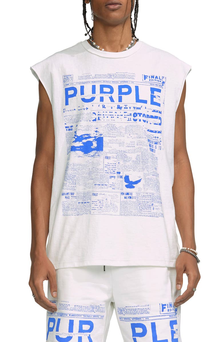 PURPLE BRAND Newsprint Muscle Tee, Main, color, 