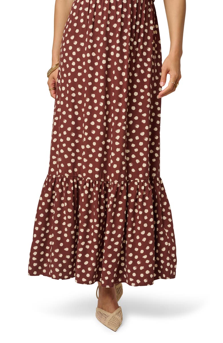 Adrianna Papell Print Smocked Waist Maxi Dress, Alternate, color, Brown/ Ecru