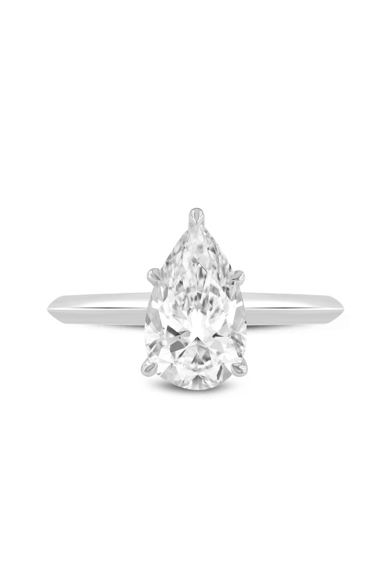 Jana 14K White Gold Pear Lab Grown Diamond Solitaire Engagement Ring - 1 Ct, Main, color, 14K White Gold
