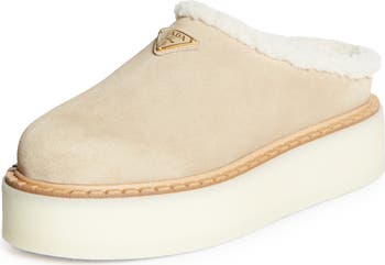 【関税込】PRADA Evolve shearling-lined suede platform mules Prada Evolve Genuine Shearling Clog (Women) | Nordstrom