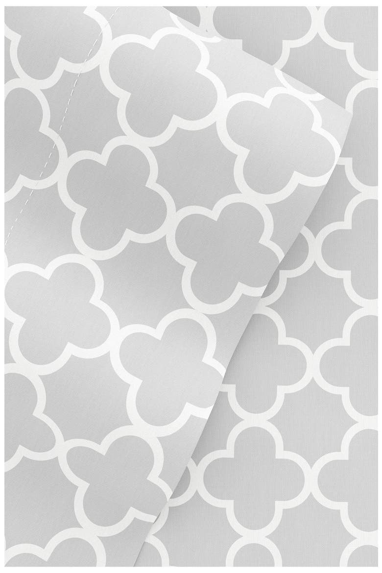 HOME SPUN Premium Ultra Soft Quatrefoil Pattern 4-Piece Bed Sheet Set, Alternate, color, GRAY