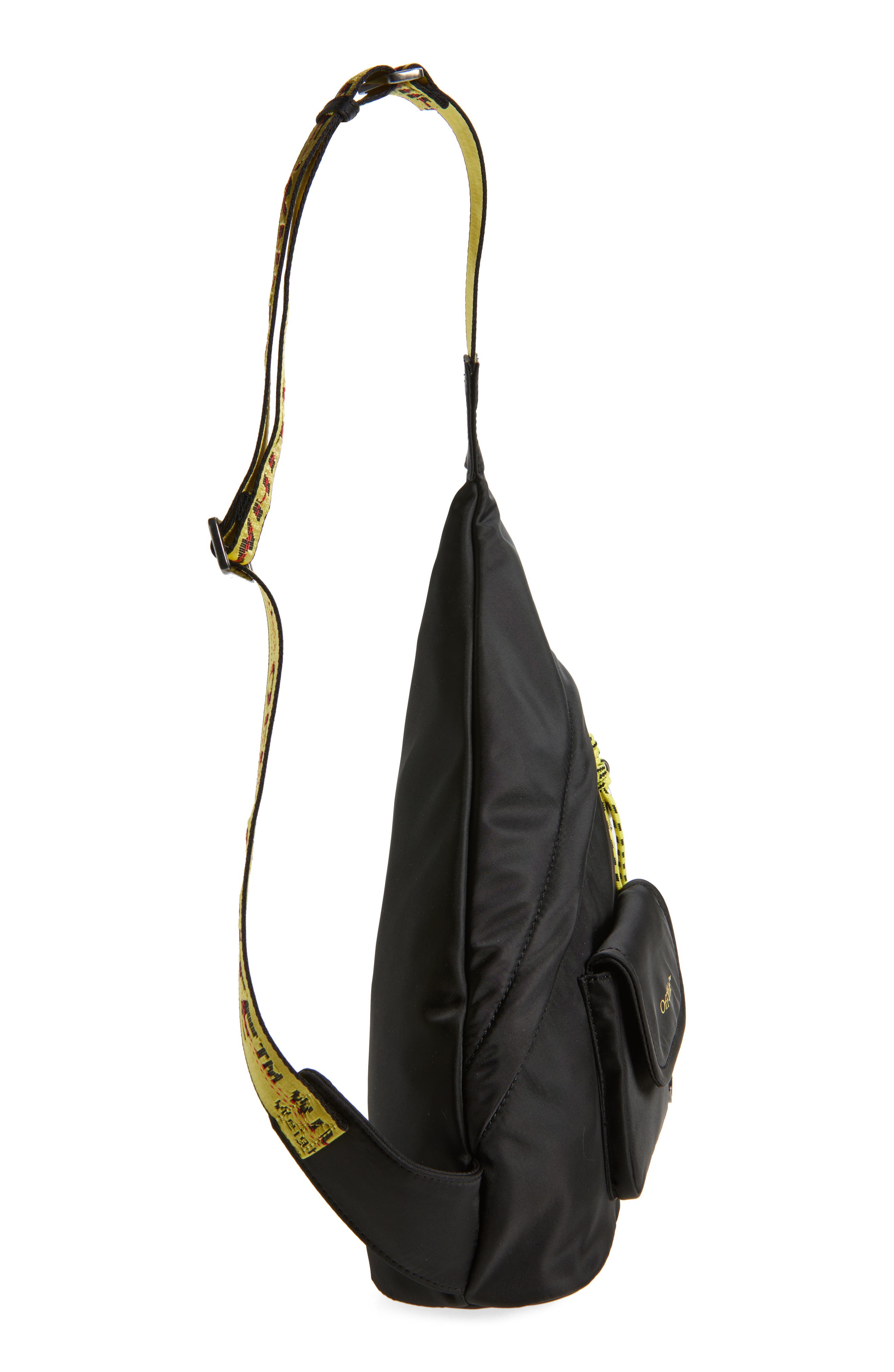 Off-White Asymmetric Sling Bag, Alternate, color, Black