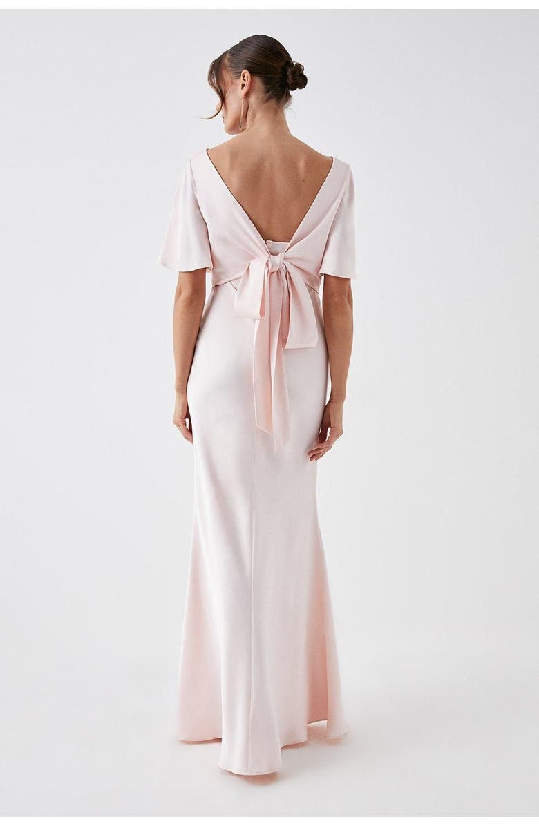 Coast Tie Back Satin Bridesmaid Dress, Alternate, color, Blush