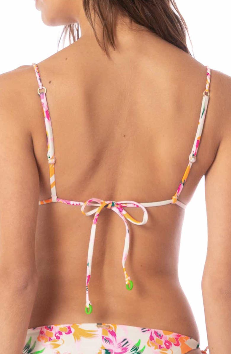 Maaji Bubbly Blossom Palm Glow Reversible Bikini Top, Alternate, color, Light Beige