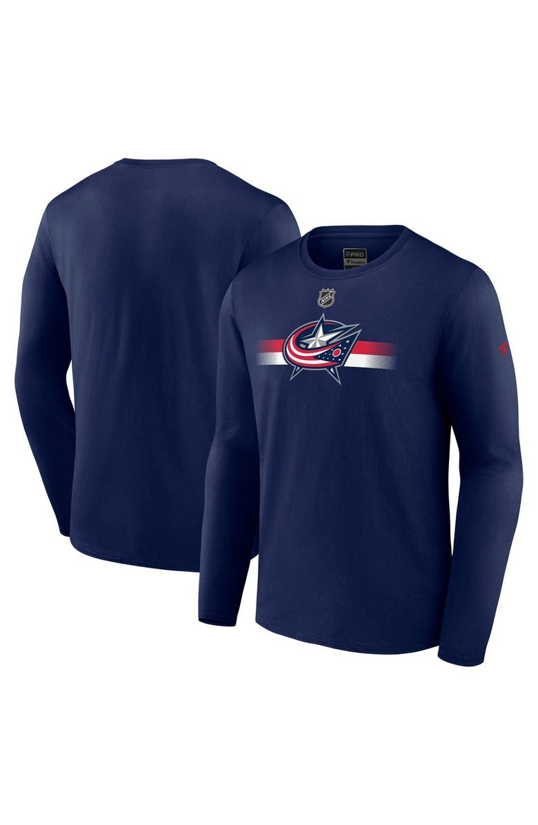 FANATICS Men's Fanatics  Navy Columbus Blue Jackets Authentic Pro Secondary Long Sleeve T-Shirt, Main, color, Navy